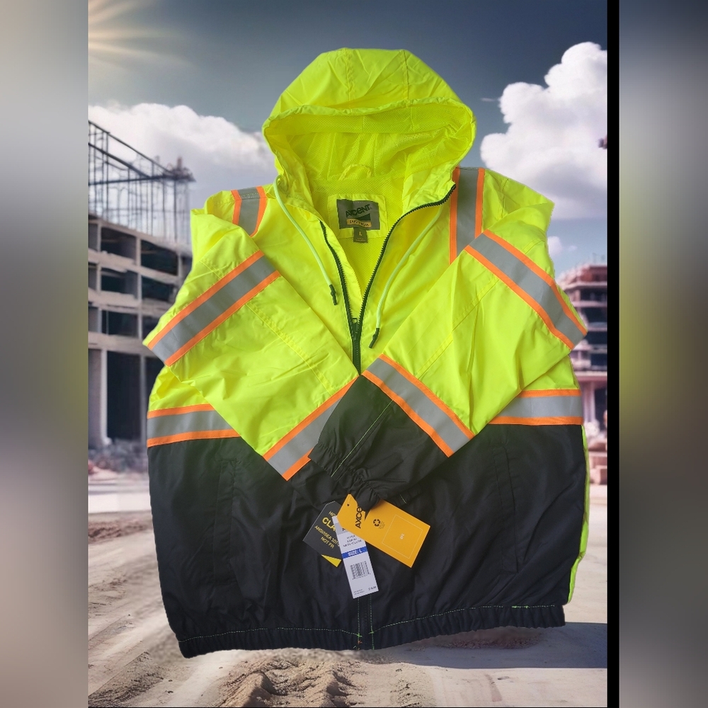 Axcent Safety Wear Class 3 Contrast Tape Bomber Jacket Sz L NEW